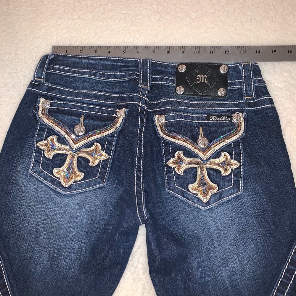 Miss Me 27 Dark Blue WIDE STITCHING Stretch Boot Cut SEXXY